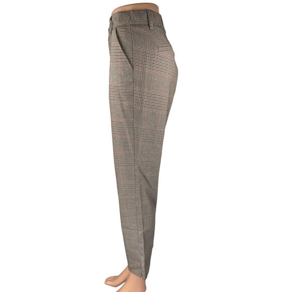 Zara Brown Houndstooth Plaid High Waisted Straight Leg Trousers Dress Pants Sz M - Picture 2 of 5